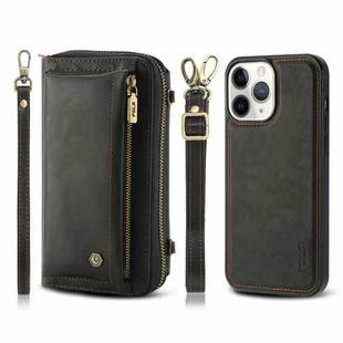 For iPhone 11 Pro Max Crossbody Multi-functional Zipper Wallet Leather Phone Case(Black)