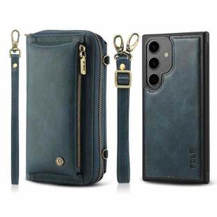 For Samsung Galaxy S24+ 5G Crossbody Multi-functional Zipper Wallet Leather Phone Case(Green)