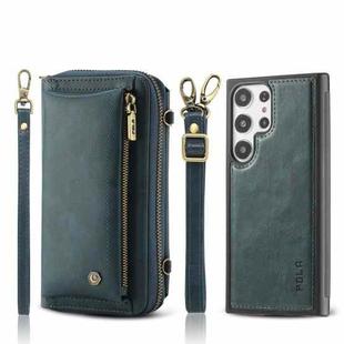 For Samsung Galaxy S23 Ultra 5G Crossbody Multi-functional Zipper Wallet Leather Phone Case(Green)