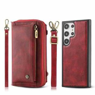 For Samsung Galaxy S23 Ultra 5G Crossbody Multi-functional Zipper Wallet Leather Phone Case(Red)