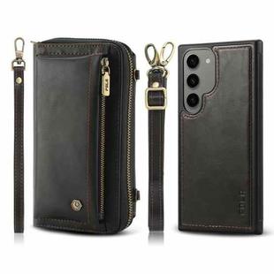 For Samsung Galaxy S23+ 5G Crossbody Multi-functional Zipper Wallet Leather Phone Case(Black)