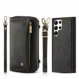 For Samsung Galaxy S22 Ultra 5G Crossbody Multi-functional Zipper Wallet Leather Phone Case(Black)