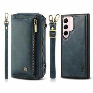 For Samsung Galaxy S22 5G Crossbody Multi-functional Zipper Wallet Leather Phone Case(Green)
