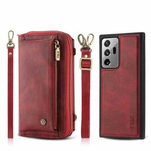 For Samsung Galaxy Note20 Crossbody Multi-functional Zipper Wallet Leather Phone Case(Red)