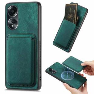 For OPPO A58 4G Retro Leather Card Bag Magnetic Phone Case(Green)