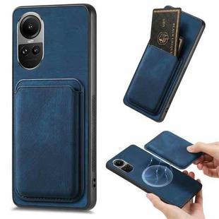 For OPPO Reno10 Pro Global Retro Leather Card Bag Magnetic Phone Case(Blue)