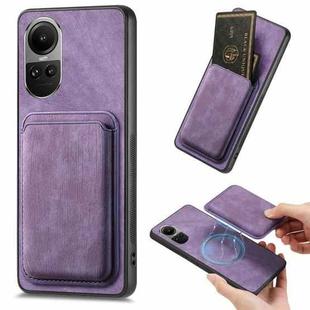 For OPPO Reno10 Pro Global Retro Leather Card Bag Magnetic Phone Case(Purple)