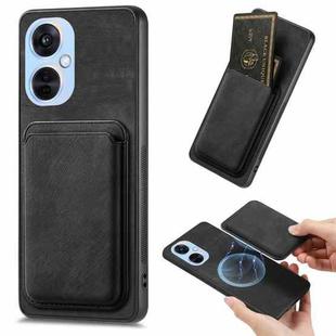 For OPPO K11X 5G Retro Leather Card Bag Magnetic Phone Case(Black)