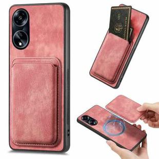 For OPPO A1 5G Retro Leather Card Bag Magnetic Phone Case(Pink)