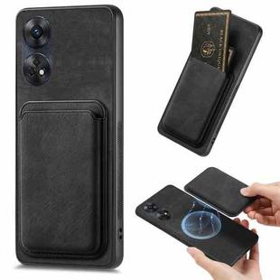 For OPPO Reno8 T 4G Retro Leather Card Bag Magnetic Phone Case(Black)