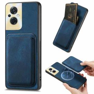 For OPPO Reno8 Z Retro Leather Card Bag Magnetic Phone Case(Blue)