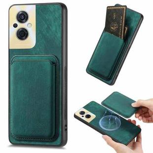 For OPPO Reno8 Z Retro Leather Card Bag Magnetic Phone Case(Green)