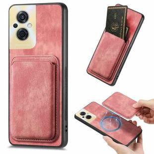 For OPPO Reno8 Z Retro Leather Card Bag Magnetic Phone Case(Pink)