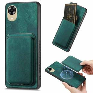 For OPPO A17K Retro Leather Card Bag Magnetic Phone Case(Green)