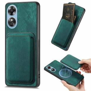 For OPPO A17 Retro Leather Card Bag Magnetic Phone Case(Green)