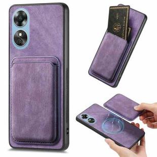 For OPPO A17 Retro Leather Card Bag Magnetic Phone Case(Purple)