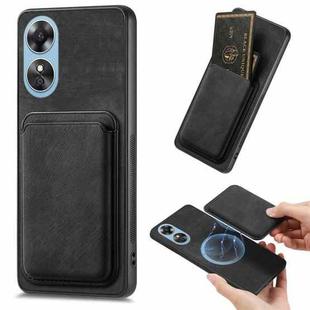 For OPPO A17 Retro Leather Card Bag Magnetic Phone Case(Black)