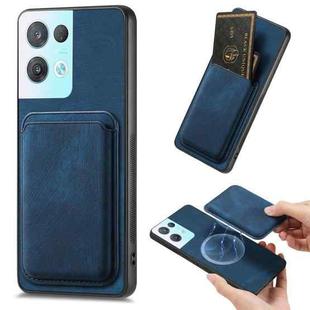 For OPPO Reno8 Pro 5G Retro Leather Card Bag Magnetic Phone Case(Blue)