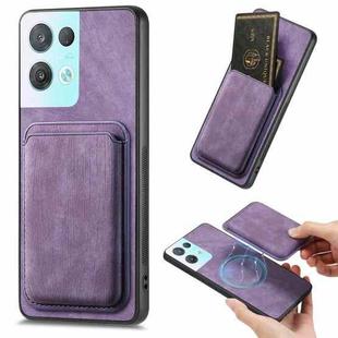 For OPPO Reno8 Pro 5G Retro Leather Card Bag Magnetic Phone Case(Purple)