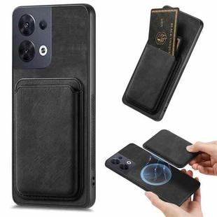 For OPPO Reno8 5G Retro Leather Card Bag Magnetic Phone Case(Black)