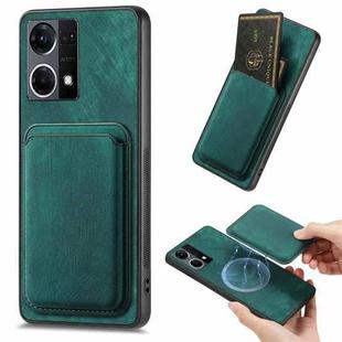 For OPPO Reno7 4G Retro Leather Card Bag Magnetic Phone Case(Green)