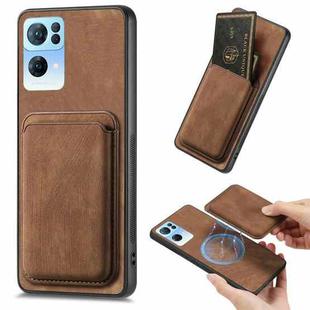 For OPPO Reno7 Pro 5G Retro Leather Card Bag Magnetic Phone Case(Brown)