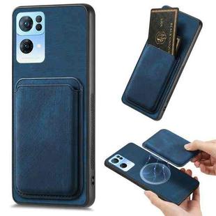 For OPPO Reno7 Pro 5G Retro Leather Card Bag Magnetic Phone Case(Blue)