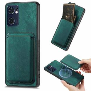 For OPPO Reno7 5G Retro Leather Card Bag Magnetic Phone Case(Green)