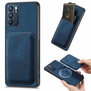 For OPPO Reno6 5G Retro Leather Card Bag Magnetic Phone Case(Blue)