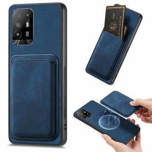 For OPPO F19 Pro+ Retro Leather Card Bag Magnetic Phone Case(Blue)