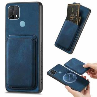 For OPPO A15 Retro Leather Card Bag Magnetic Phone Case(Blue)