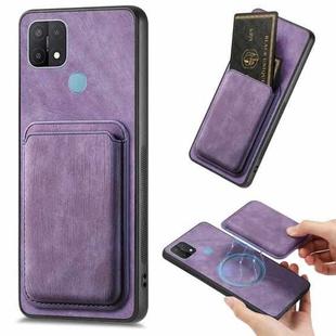 For OPPO A15 Retro Leather Card Bag Magnetic Phone Case(Purple)