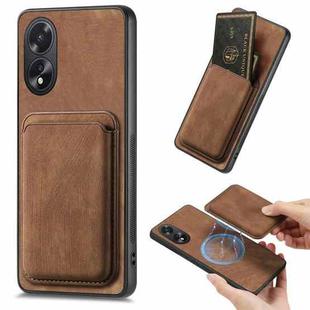 For OPPO A38 4G / A18 4G Retro Leather Card Bag Magnetic Phone Case(Brown)