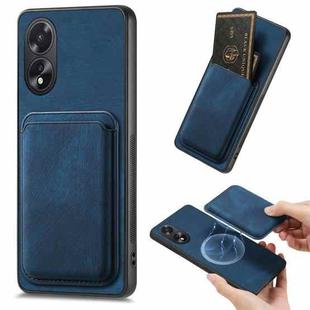 For OPPO A38 4G / A18 4G Retro Leather Card Bag Magnetic Phone Case(Blue)