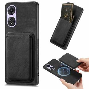 For OPPO A78 5G / A58 5G Retro Leather Card Bag Magnetic Phone Case(Black)