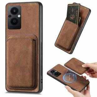 For OPPO Reno7 Z 5G/F21 Pro 5G Retro Leather Card Bag Magnetic Phone Case(Brown)