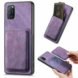 For OPPO A52 / A72/ A92 Retro Leather Card Bag Magnetic Phone Case(Purple)