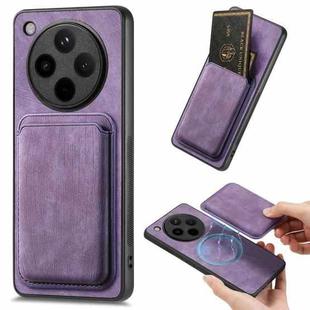 For OPPO Find X8 Retro Leather Card Bag Magnetic Phone Case(Purple)