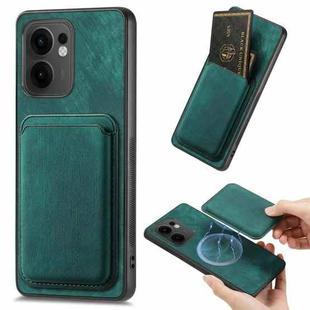 For OPPO Reno13 F Retro Leather Card Bag Magnetic Phone Case(Green)
