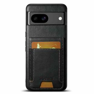 For Google Pixel 8a Suteni H03 Oil Wax Leather Wallet Stand Back Phone Case(Black)