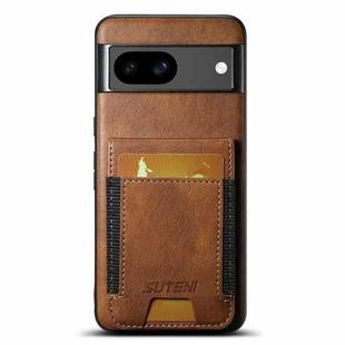 For Google Pixel 8a Suteni H03 Oil Wax Leather Wallet Stand Back Phone Case(Brown)