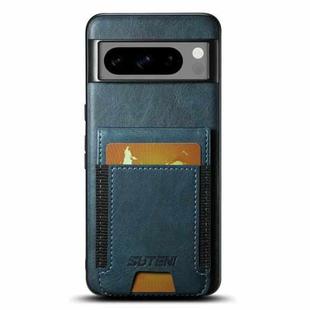 For Google Pixel 8 Pro Suteni H03 Oil Wax Leather Wallet Stand Back Phone Case(Blue)