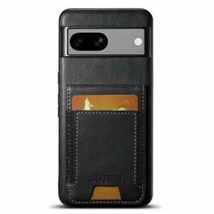 For Google Pixel 7a Suteni H03 Oil Wax Leather Wallet Stand Back Phone Case(Black)