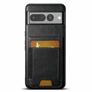 For Google Pixel 7 Pro Suteni H03 Oil Wax Leather Wallet Stand Back Phone Case(Black)