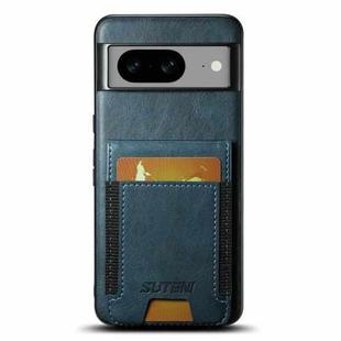 For Google Pixel 7 Suteni H03 Oil Wax Leather Wallet Stand Back Phone Case(Blue)