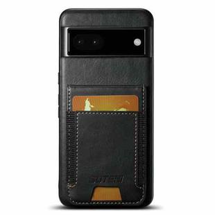 For Google Pixel 6a Suteni H03 Oil Wax Leather Wallet Stand Back Phone Case(Black)
