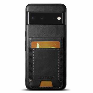 For Google Pixel 6 Suteni H03 Oil Wax Leather Wallet Stand Back Phone Case(Black)