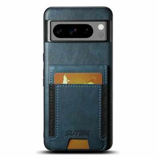 For Google Pixel 9 Pro XL Suteni H03 Oil Wax Leather Wallet Stand Back Phone Case(Blue)