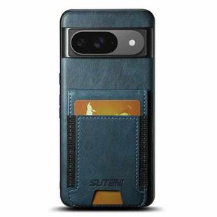 For Google Pixel 9 Suteni H03 Oil Wax Leather Wallet Stand Back Phone Case(Blue)