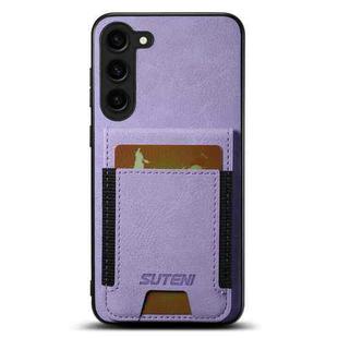 For Samsuny Galaxy S24+ 5G Suteni H03 Litchi Leather Card Bag Stand Back Phone Case(Purple)